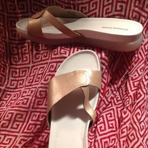 Metallic Soft Leather platform sandals